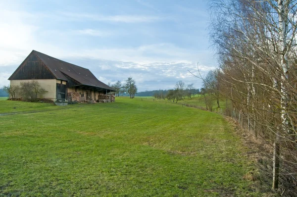 stock image Barn with fuel wood