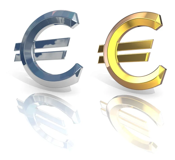 Euro cromo e ouro — Fotografia de Stock