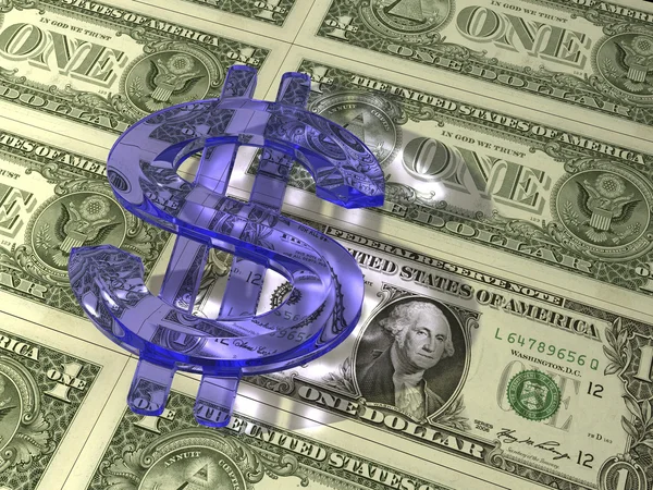 Dollarn blå glas. — Stockfoto