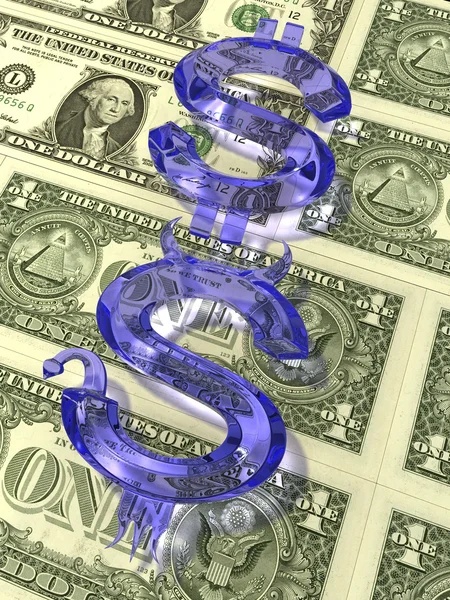 Gelas biru dolar . — Stok Foto