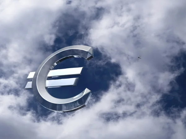 Symbol Euro chrom na obloze — Stock fotografie