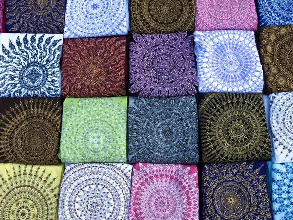 Kolor tkaniny wzór, stosowane tajski malarstwo na tkaninie. — Zdjęcie stockowe