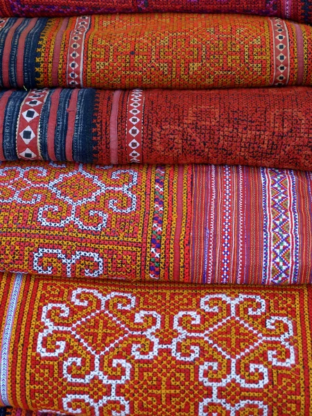 Color fabric pattern, Identity of the Hmong tribe. — Stock Photo, Image