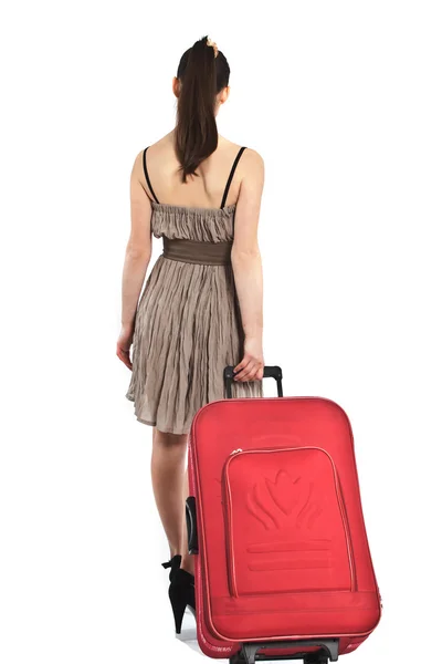 女孩与一个旅行袋 — 图库照片