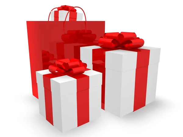 Presentförpackning och shopping väska — Stockfoto