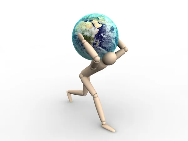 男子携带地球 — 图库照片