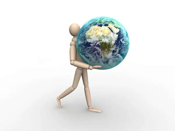 Man carrying Earth — Stock Photo, Image