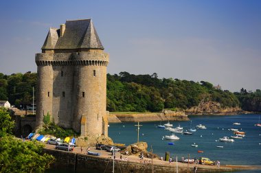 Saint Malo old tower under the coast clipart
