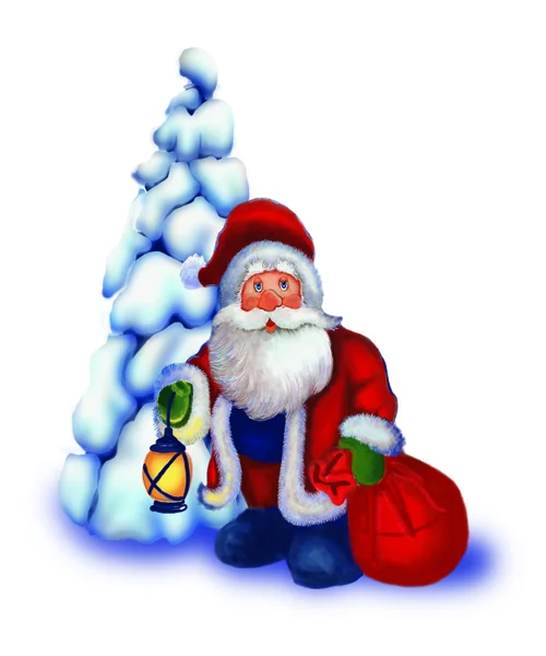 Santa claus met een boom — Stockfoto
