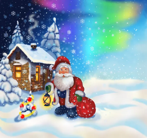 Illustration mit Weihnachtsmann — Stockfoto