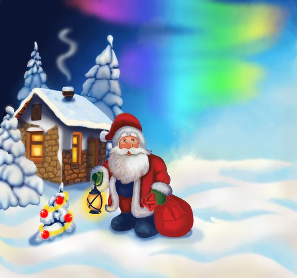 Illustration med jultomten — Stockfoto