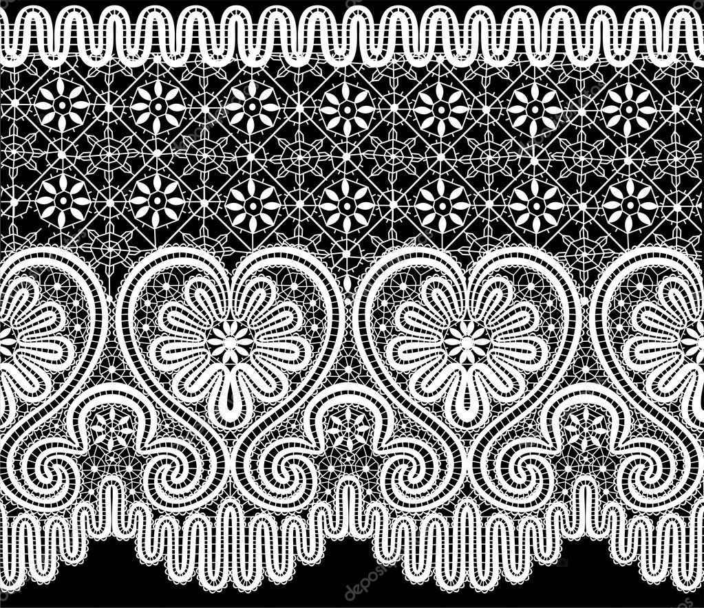 Vector lace elements in the form of heart
