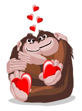 Kalpler maymunlarla aşık bir çifti şekil