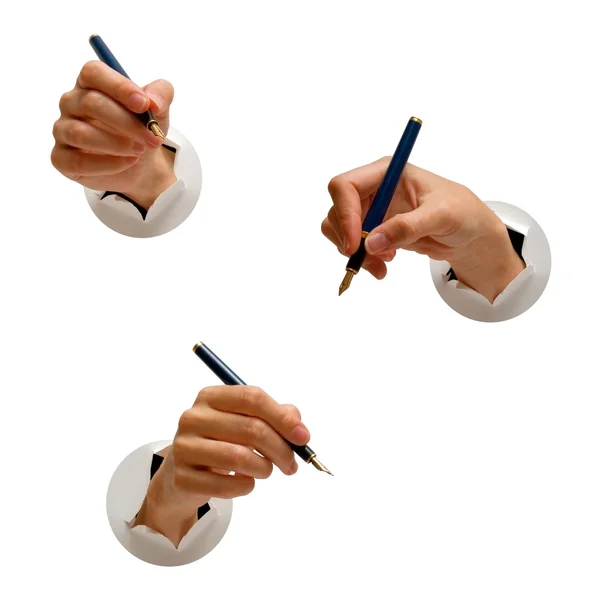 Hands and fountain pens — Stock Photo, Image
