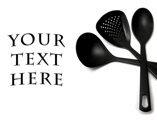 Black cooking utensils — Stok fotoğraf