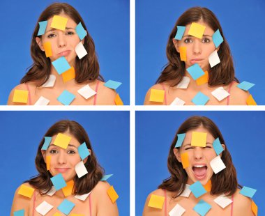 Beautiful woman and sticky notes clipart