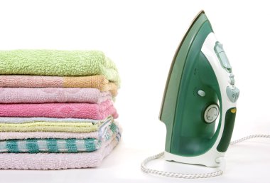 Iron and towels clipart