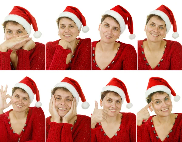 Donna con cappello da Babbo Natale — Foto Stock