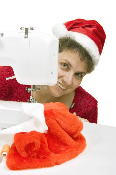 Женщина в шляпе Санта-Клауса — стоковое фото