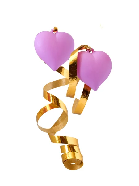Celebratory hearts and yellow tape — Stock Photo, Image