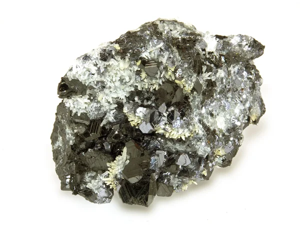 Sfalerit 和石英晶体 — 图库照片