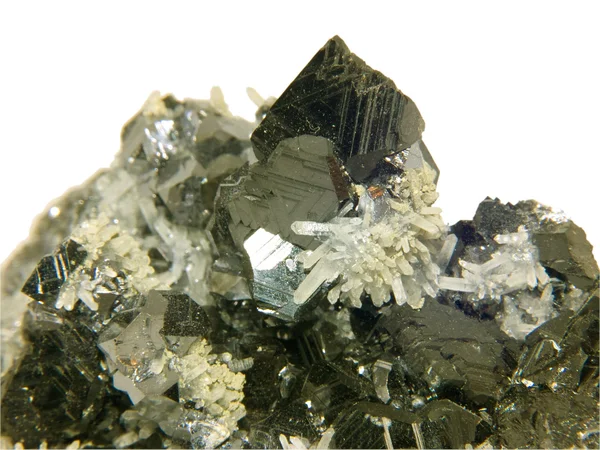 Kristaller av en sfalerit och kvarts — Stockfoto