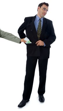 Businessman/politician taking bribe clipart