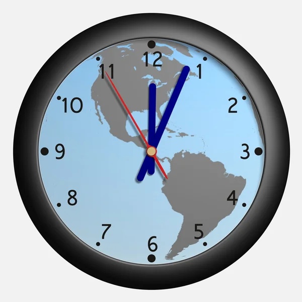 Clock with earth globe bkg — Stock Photo, Image
