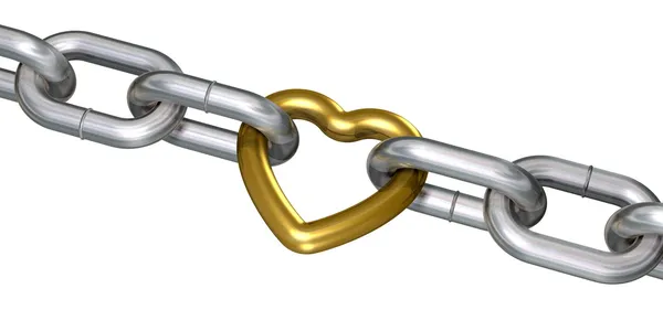 Golden heart in chains — Stock Photo, Image