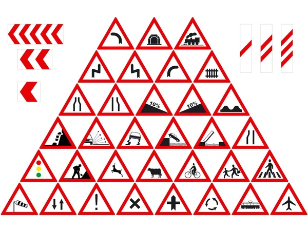 Verkehrszeichen - Warnungen — Stockvektor
