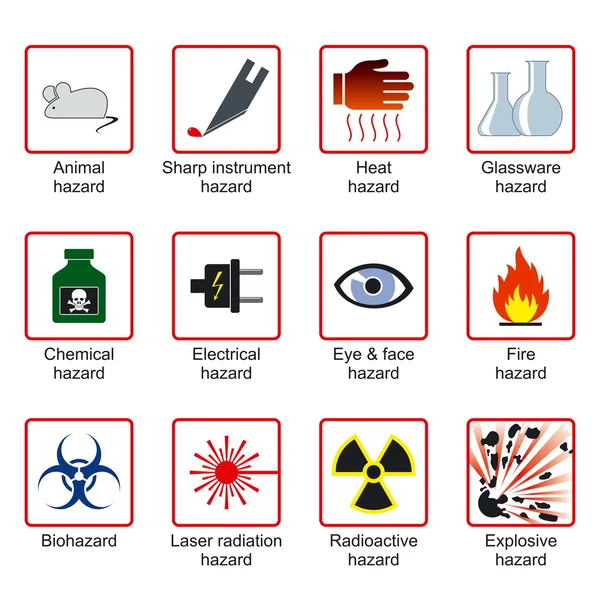 Symboles de sécurité en laboratoire — Image vectorielle