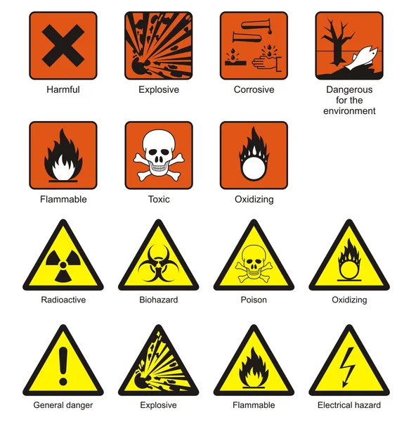 Science Laboratory Safety Signs — Stock Vector