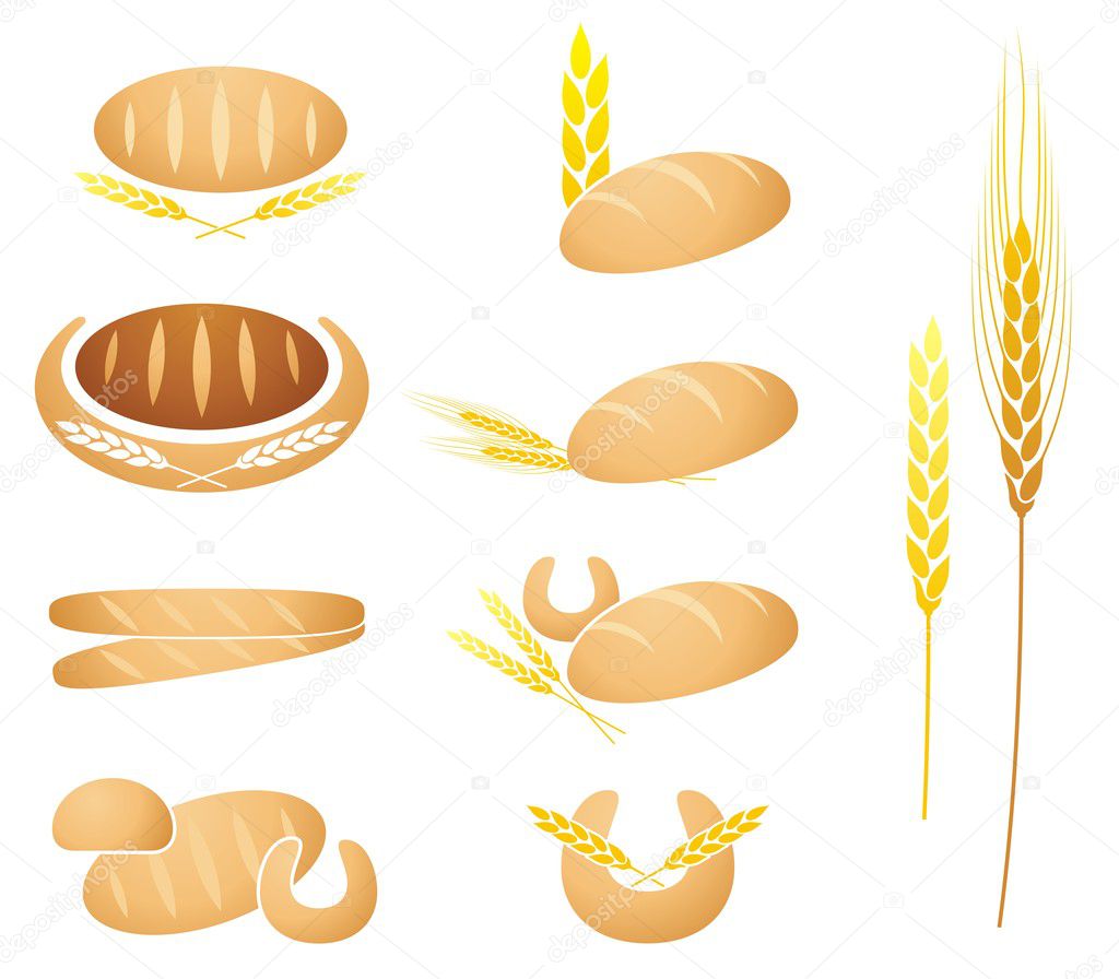 Bread, baguette, corn and wheat