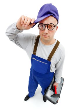 Awkward repairman clipart