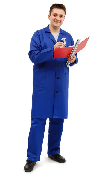 Happy engineer with notepad — Stock Photo, Image