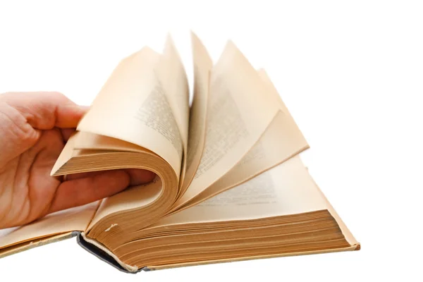 Hand leafing book — Stock Photo, Image