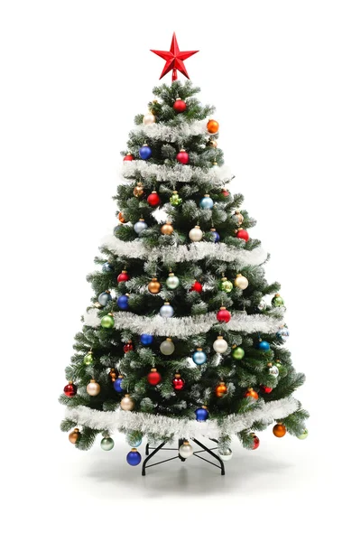 Barevný dekorovaný umělý vánoční strom — Stock fotografie