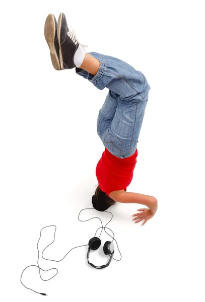 Happy young girl upside down — Stock Photo, Image