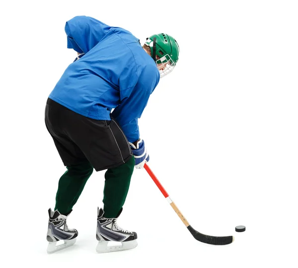 Joueur de hockey sur glace en bleu — Photo