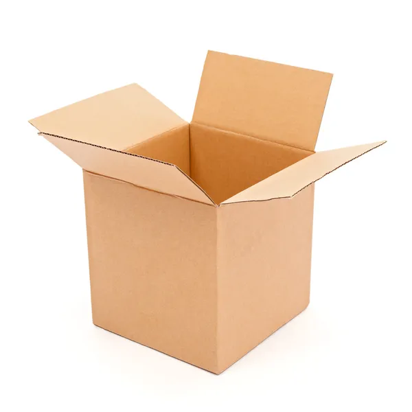 Пустой, открытый картонный ящик — стоковое фото