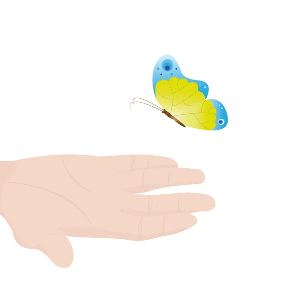 Hand with the butterfly — Stock Vector