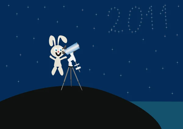 Hare with a telescope — Stock Vector