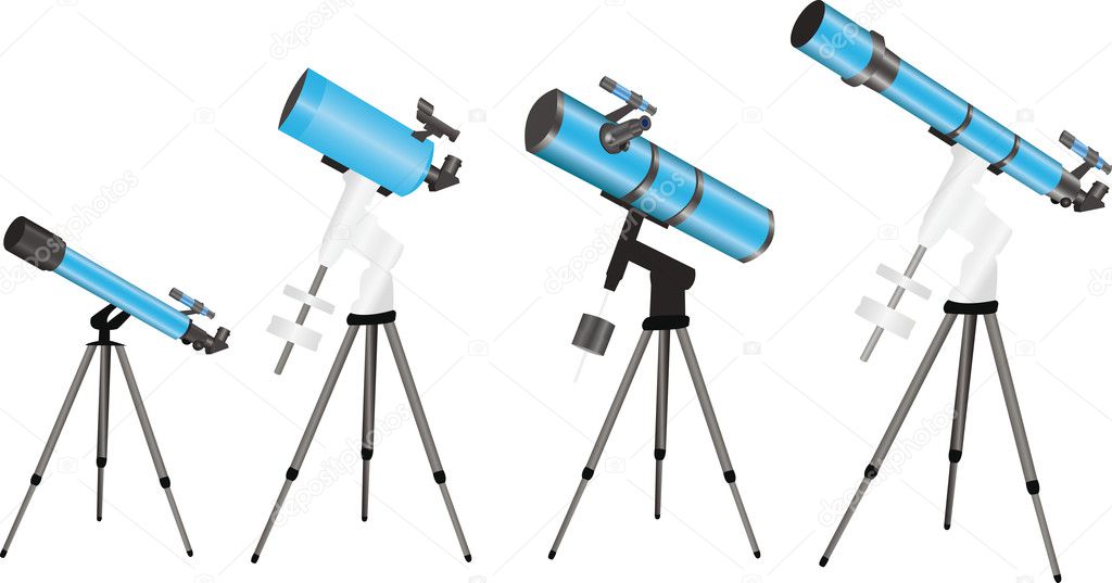4 versions of telescopes on mounts