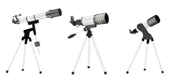 stock vector 3 versions of telescopes on mounts