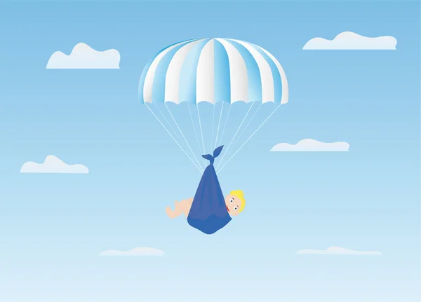 The boy on a parachute — Stock Vector