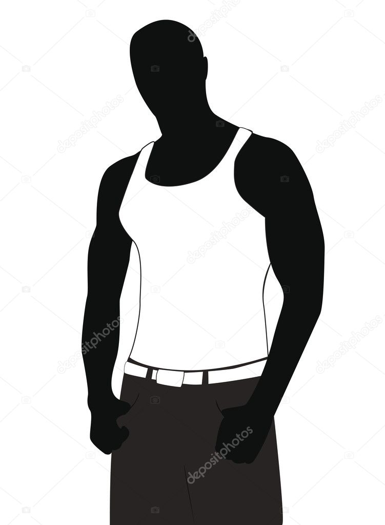 Silhouette of the young athlete in a vest