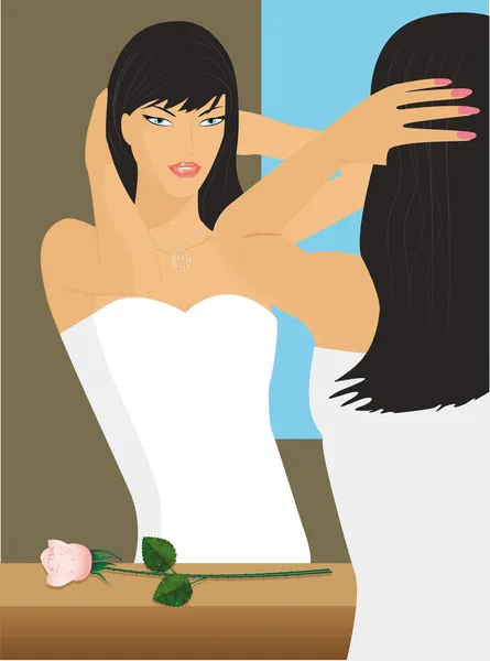 The bride at a mirror — Stock Vector