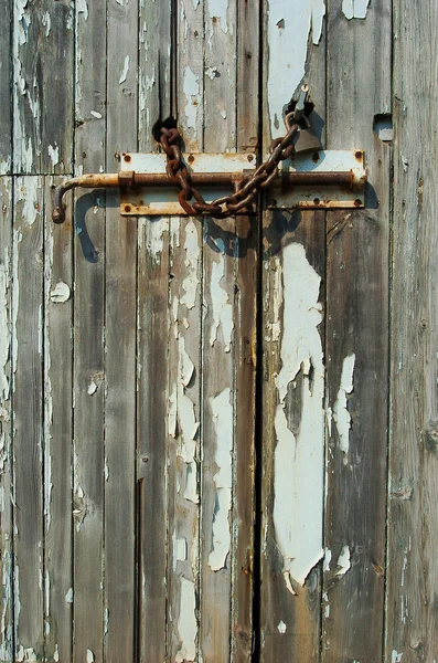 Locked wooden door — Stock Photo, Image