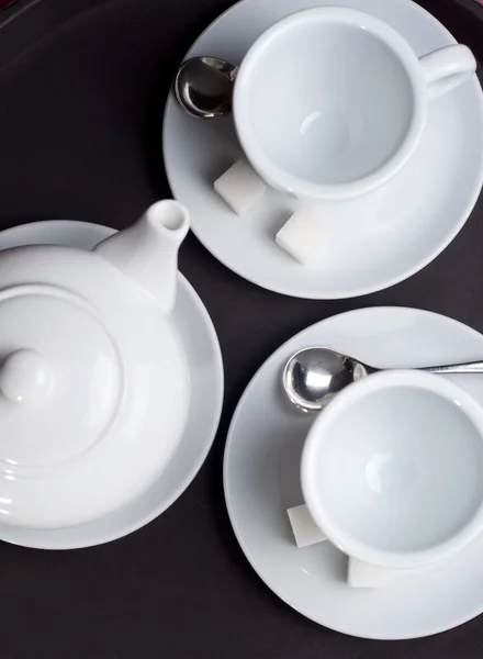 Serving table with tea — Stock Photo, Image