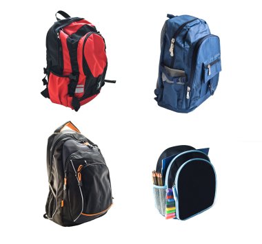 School backpacks is isolated on white background clipart